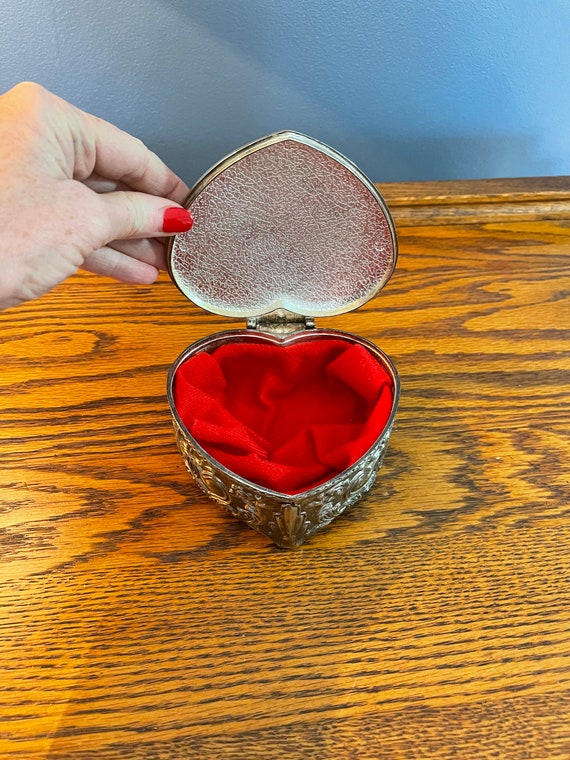 Silver Heart Shaped Trinket Box - Jewelry Box - D… - image 6
