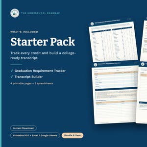 Homeschool Transcript Builder, Graduation Tracker, GPA Calculator (PDF + Google Sheets)