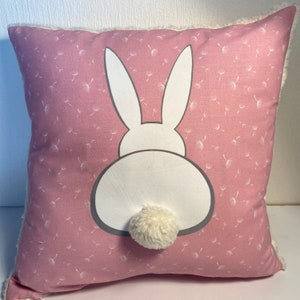 Easter bunny cushion with teddy fur, 35 x 35 cm Pink