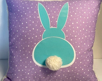 Coussin lapin de Pâques avec fourrure en peluche, 35 x 35 cm