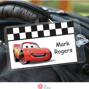 2 Bag Tags -Cartoon Design- LilyLollipopDesign -for Backpacks, Lunch Boxes, Diaper Bags or Luggage