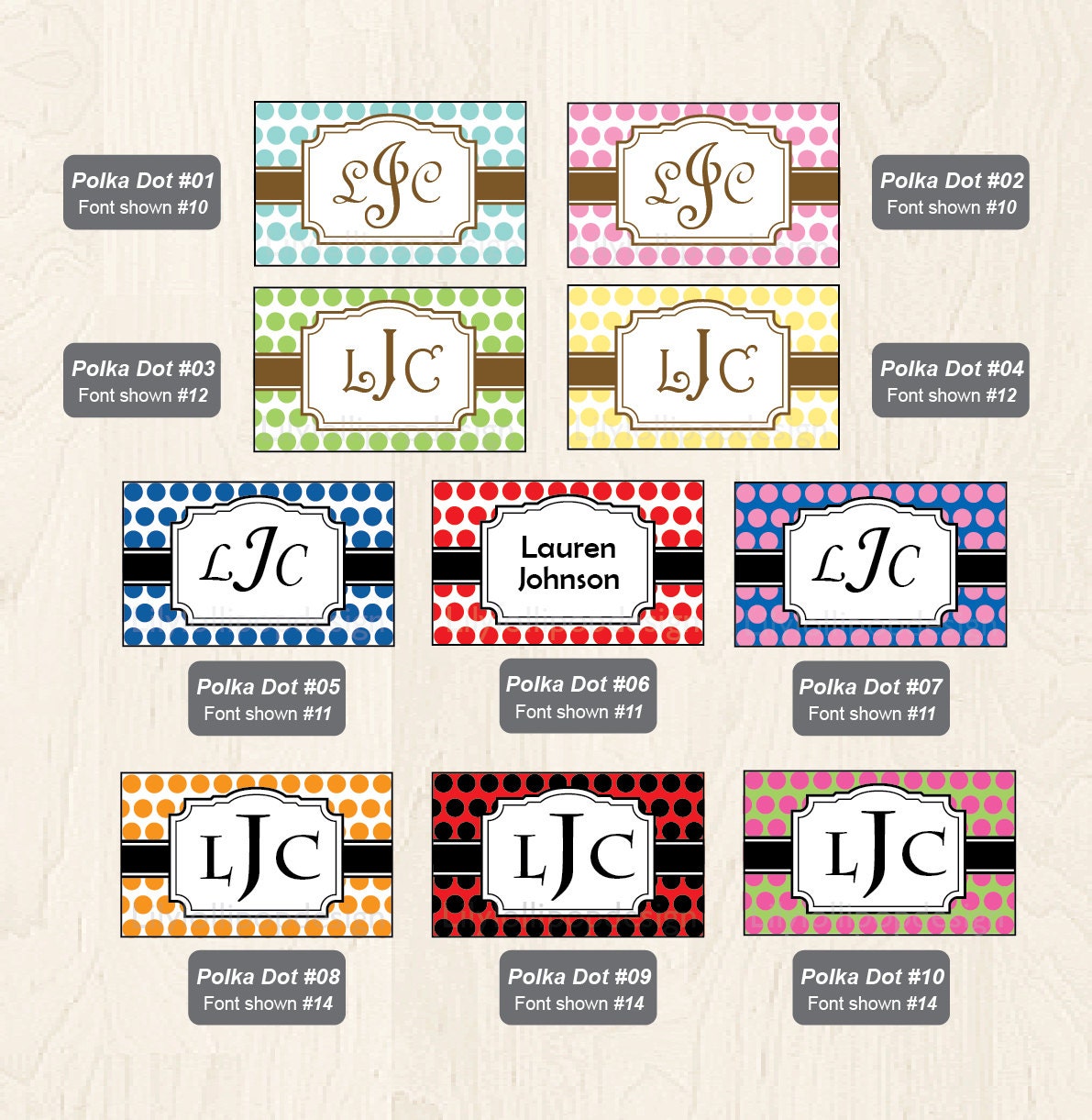 Mini Name Labels, Waterproof Personalized Skinny Stickers, Polka Dot Name  Labels for Kids, School Supply Labels 