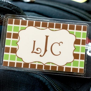 2 Bag Tags -SQUARE FUN- LilyLollipopDesign -for Backpacks, Lunch Boxes, Diaper Bags or Luggage
