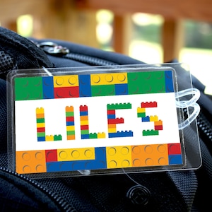 2 Bag Tags -LEGO Series- two Colors available- LilyLollipopDesign -for Backpacks, Lunch Boxes, Diaper Bags or Luggage