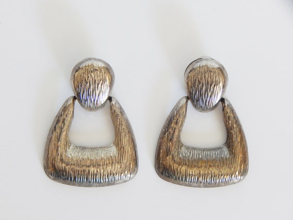 Vintage Silver Textured Doorknocker Statement Earr