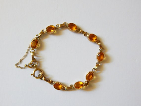 Mid Century Citrine GF Bracelet