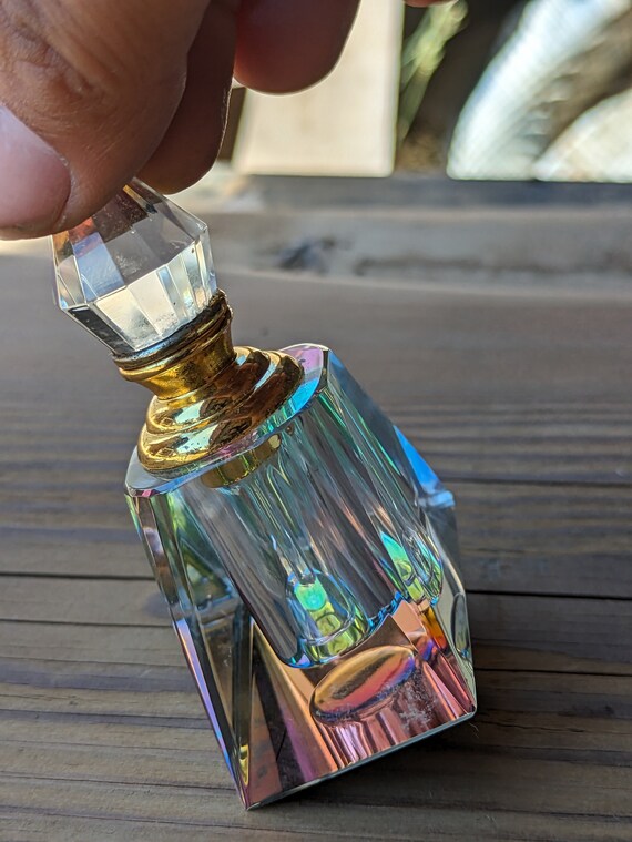 Vintage Czech/bohemian Perfume Bottle Atomizer Greenish/blue Color