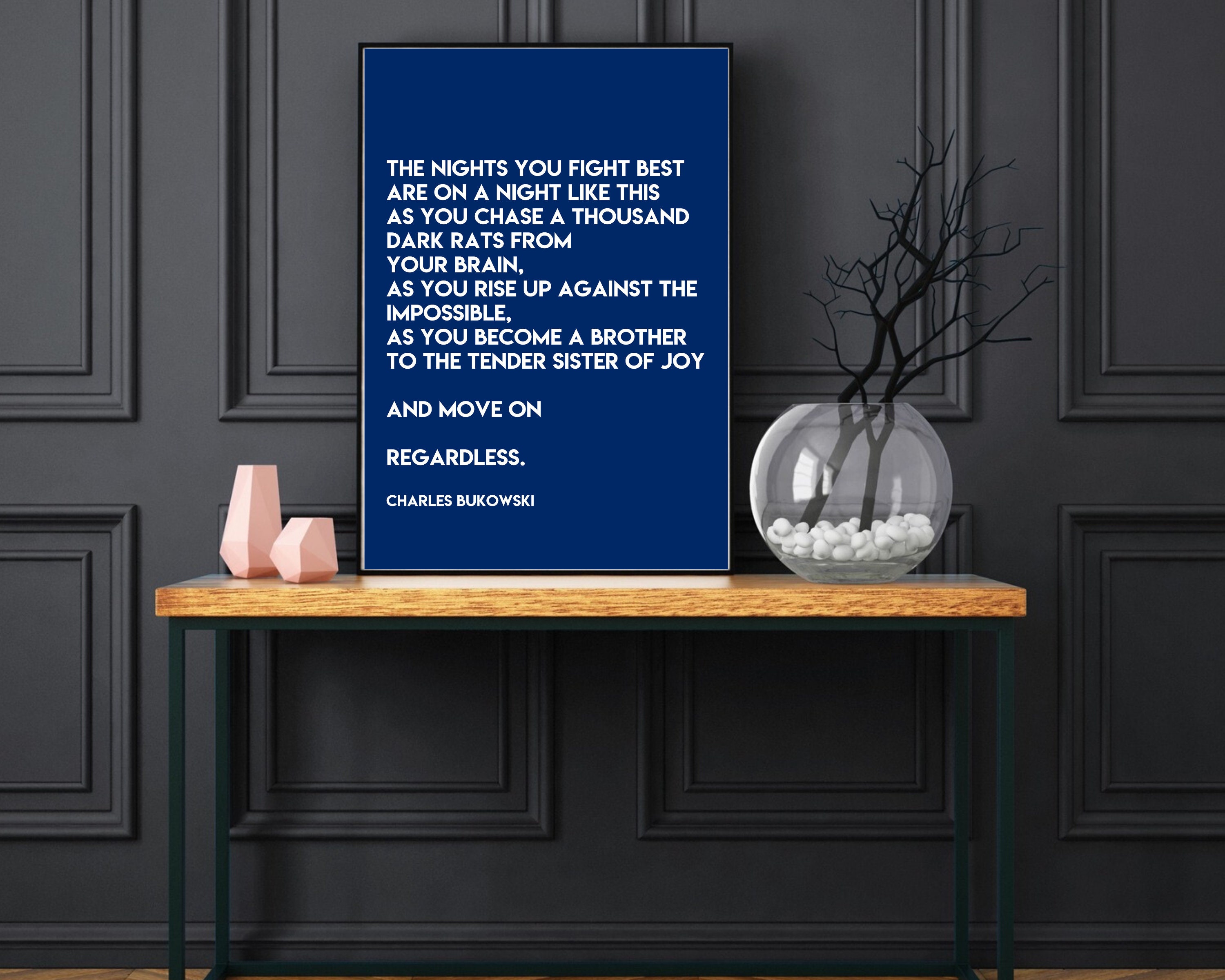 Bukowski the Nights You Fight Best Digital Download Typography Print