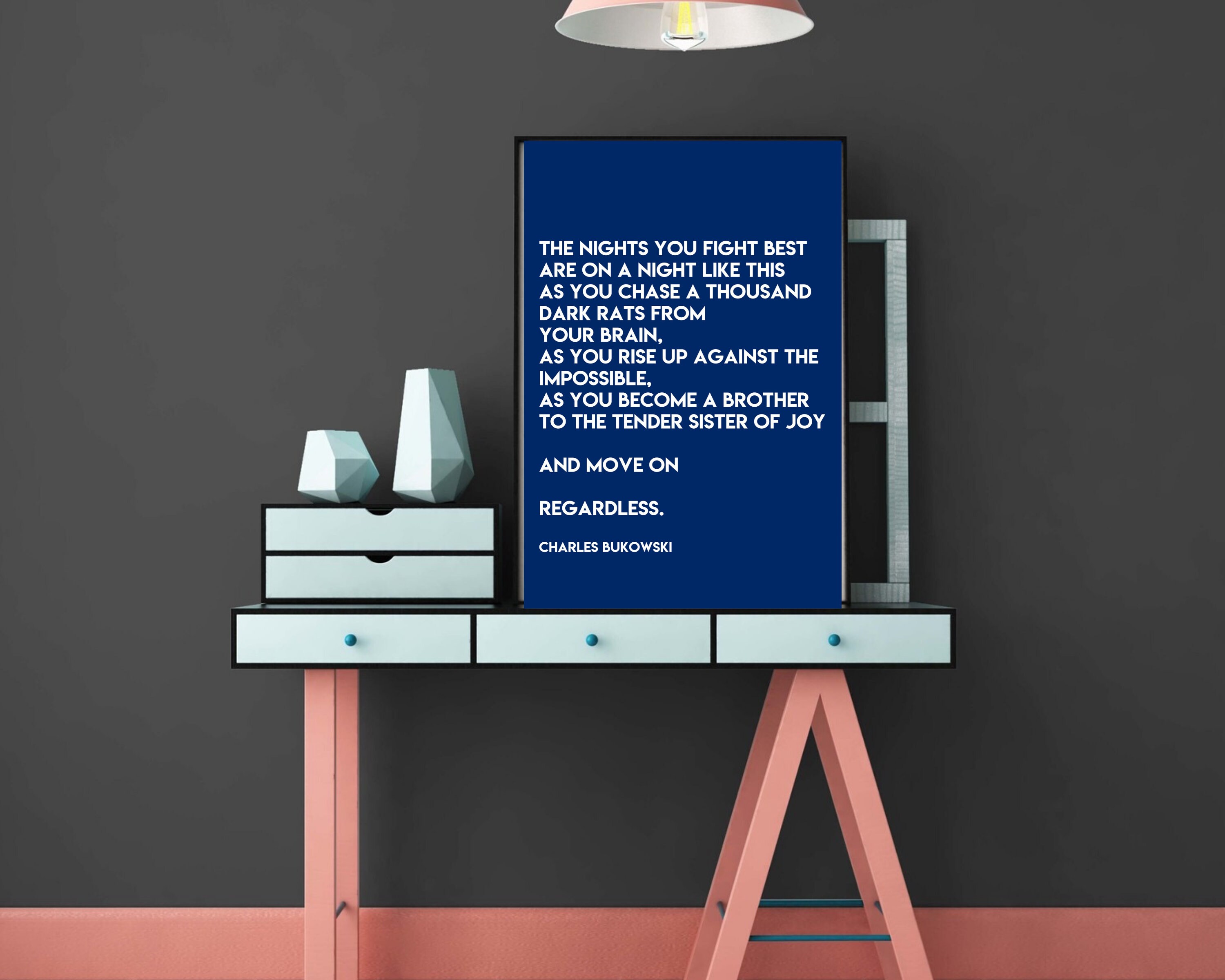 Bukowski the Nights You Fight Best Digital Download Typography Print