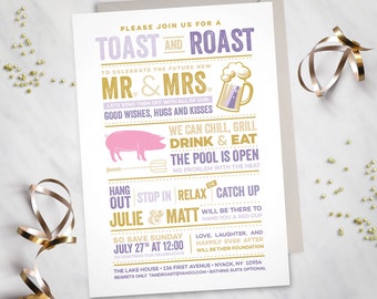 pig roast invitation etsy
