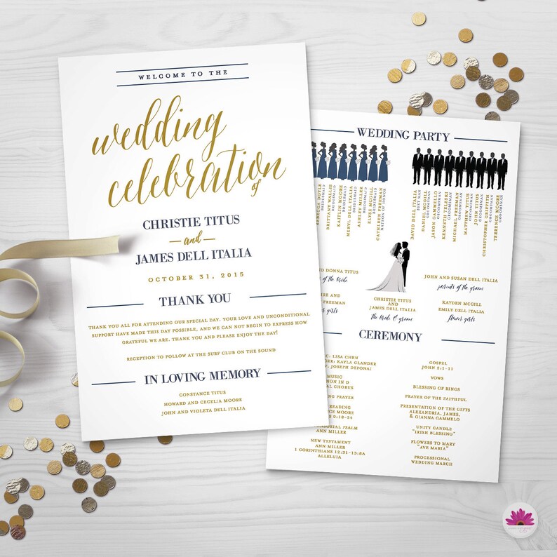 Wedding Program Bridal Party Silhouettes Digital File Etsy