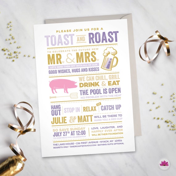 Toast And Roast Pig Roast Invitation Digital File Etsy