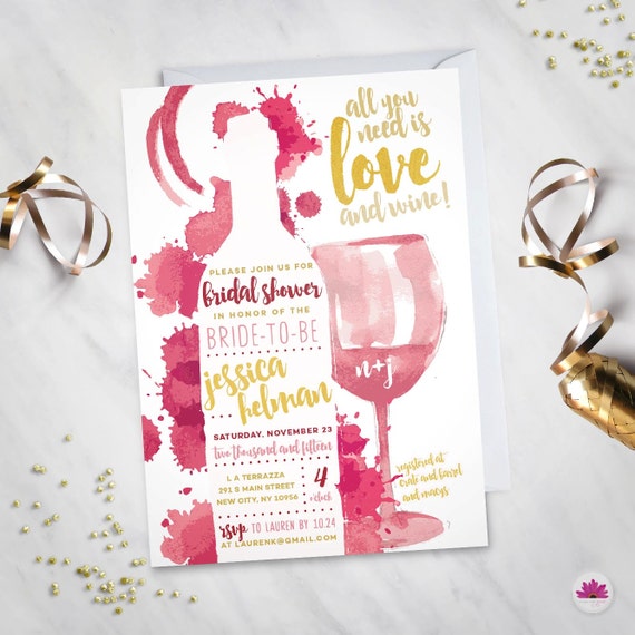 All You Need Is Love Wine Bridal Shower Invitation Image 0