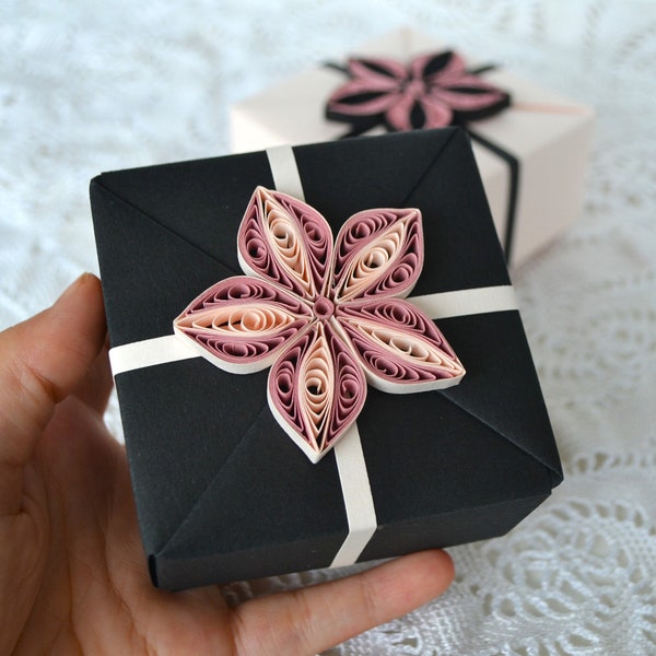 Small Gift Boxes Empty - Finished Origami Gift Boxes with lids - Quilling Ornaments - Set of Two