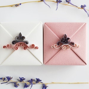 Bridesmaid Gift Box Empty Set of Four Jewelry Gift Boxes with Paper Quilling Ornaments image 2