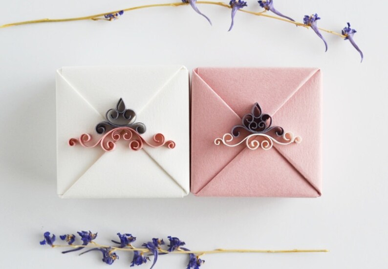 Bridesmaid Gift Box Empty Set of Four Jewelry Gift Boxes with Paper Quilling Ornaments image 2