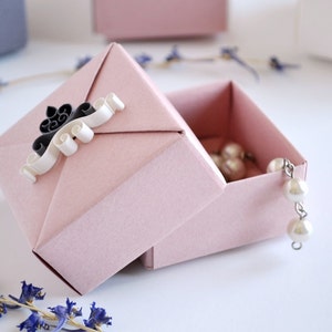 Bridesmaid Gift Box Empty Set of Four Jewelry Gift Boxes with Paper Quilling Ornaments image 4