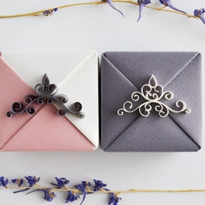 Bridesmaid Gift Box Empty Set of Four Jewelry Gift Boxes with Paper Quilling Ornaments image 3