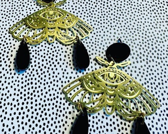 Golden Magic Moth earrings