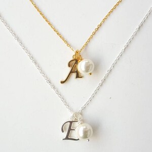Personalized gift, silver necklace, bridesmaid gift, gold necklace, bridal party gift, pearl necklace, wedding gift, custom bridesmaid gift