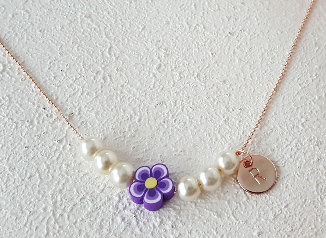 Personalized flower girl necklace purple flower girl Etsy