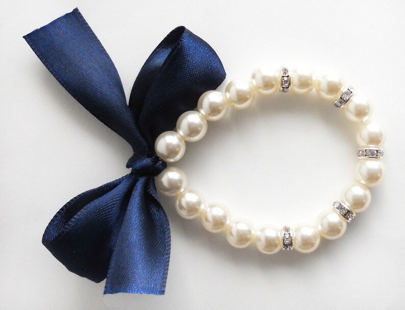 Flower Girl Bracelet Navy Blue Flower Girl Bracelet Etsy