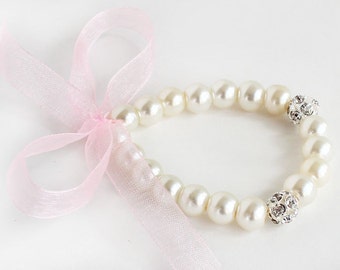 Children's Pearly to Wednesday Bracelet Set tied with Organza Ribbon Children's Pearly to Wednesday Bracelet Set tied with Organza Ribbon