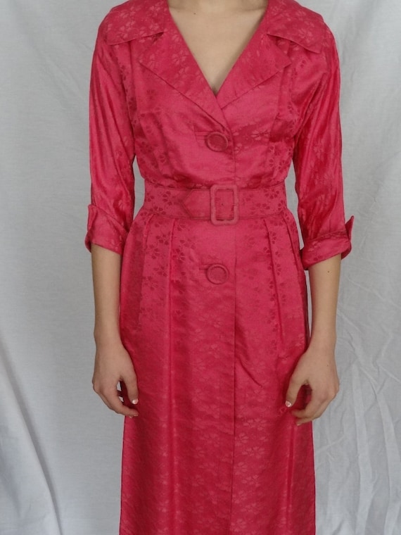 DRESS SALE / 1950s 60s Dress / Pink Brocade Party 