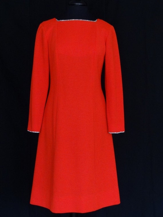 1960s Dress / Bright Tomato Red Scooter 