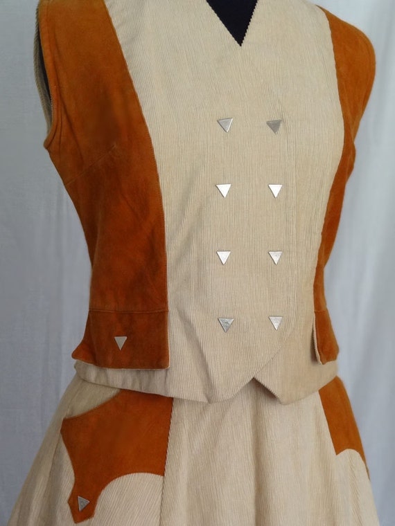 1950s Sacony Tan Summer Skirt Suit