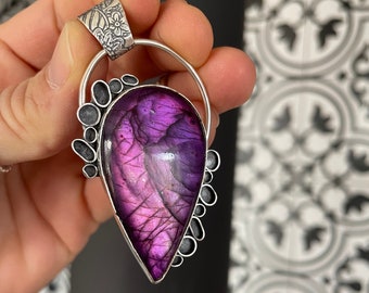 Purple Labradorite Statement Pendant