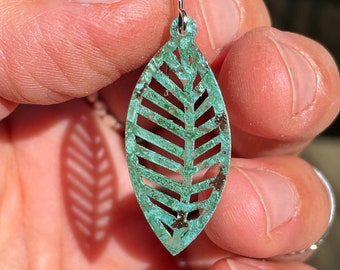 Little green leave earrings