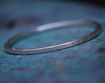 Sterling Silver Stacker Bangle, Heavy Gauge Silver Bangle, Hand forged Sterling Silver Bangle, Textured Sterling Silver Bangle