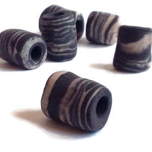 6Pcs Macrame beads large hole, handmade ceramic tube beads for jewelry making, unique black and white beads, dreadlock beads, best sellers