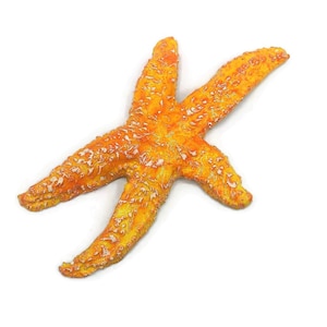 Handmade Ceramic Starfish Tile – Orange Glazed Coastal Wall Decor, Beach Lover Gift