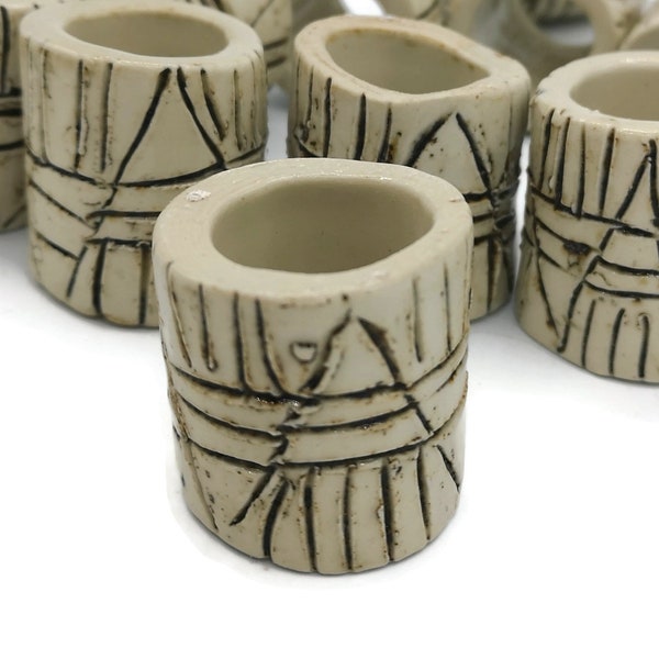 1Pc Macrame Beads Large Hole, Handmade Ceramic Tube Beads, Rustic Dread Beads for Men, Best Sellers Oversized Beads Trending Now