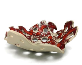 Modern Ceramic Fruit Bowl with Holes – Handmade Centerpiece Bowl