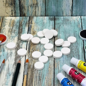 20 Small Ceramic Round Mosaic Tiles | Unpainted Bisque Tiny Tiles Ready to Paint (20mm)