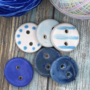 6Pc Handmade Large Ceramic Buttons – 30mm Round Sewing & Craft Buttons