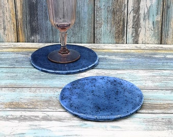 BLUE COASTERS, CERAMIC Coasters For Drinks, Office Desk Accessories For Men, Dad Birthday Gift From Daughter, Housewarming Gift First Home