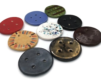 55mm Handmade Ceramic Button | Decorative Coat Button for Knitting & Crochet