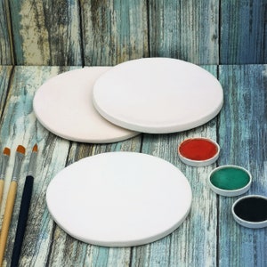 Posavasos de cerámica sin terminar para hacer uno mismo, 3 piezas / Cerámica de bizcocho en blanco para pintar
