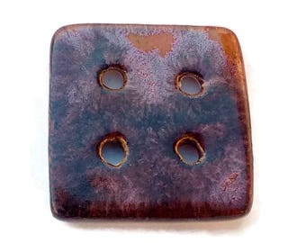 Square button for clothing, ceramic sewing button, pottery buttons, unusual scarf buttons, button clasp, ornate buttons, decorative buttons