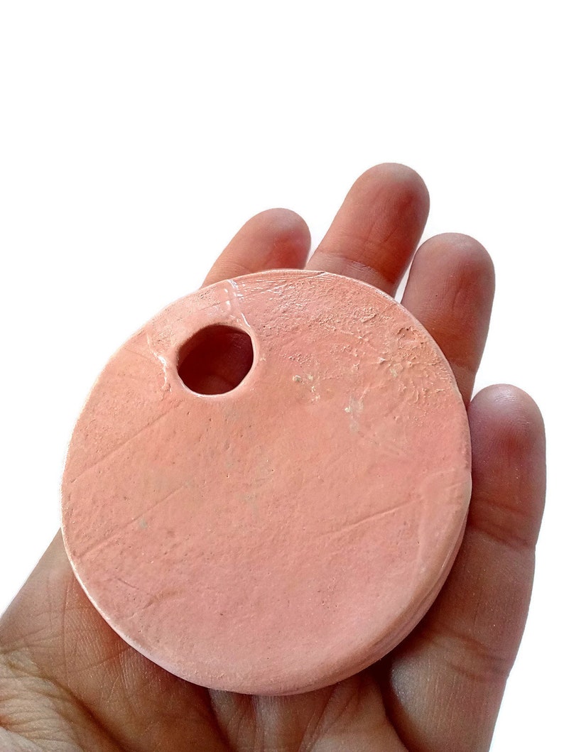 Selection of 4 unique ceramic pendants round big 60 mm pendant hand painted large handmade clay pendant for jewelry necklace pendant