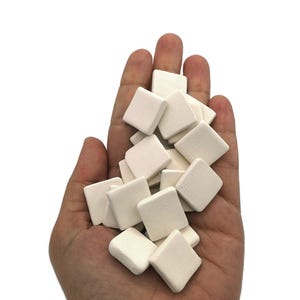 20Pc 20mm Handmade Small Bisque Ceramic Mosaic Tiles for Crafts | Blank, Unpainted Squares Ready to Paint