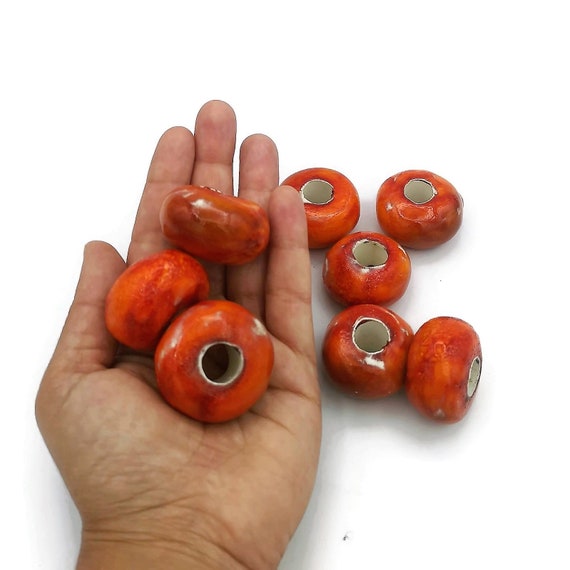 8pc Large Hole Beads Handmade Ceramic Macrame Beads Extra Large 40mm Diameter Etsy