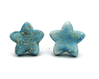 DAINTY STAR EARRINGS, Turquoise Studs, Geometric Star Earrings, Minimalist Clay Stud Earrings Small, Handmade Ceramic Stocking Stuffers