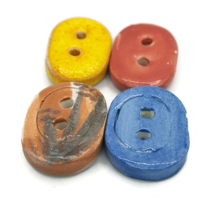Set of 4 Handmade Ceramic Oval Buttons – Unique Sewing Supplies