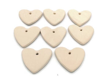 8Pc Handmade Hang Tags, Blank Heart Unpainted Ceramic Bisque Ready To Paint, Mothers Day Guft For Mom, Best Sellers Valentines Day gift