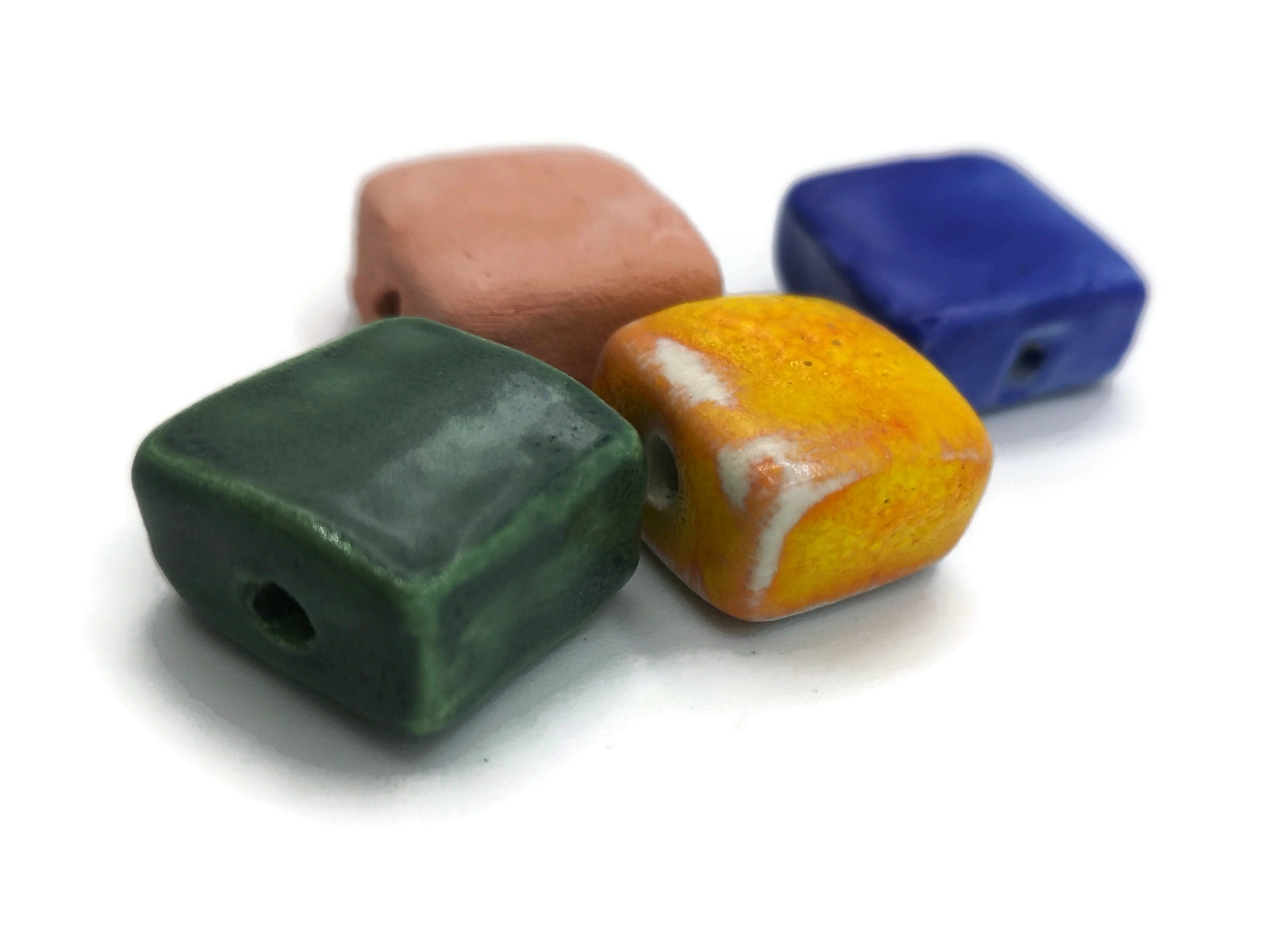 Square ceramic beads set large macrame beads assorted beads Etsy